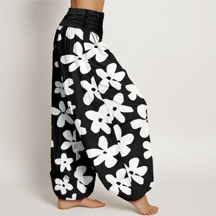Pantalones harén con cintura elástica para mujer, estilo bohemio, informal y floral, con Buddha Stones - image 9