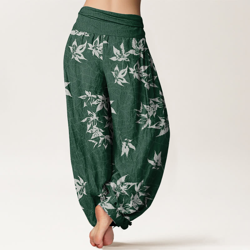 Pantalones harén con cintura elástica para mujer, informales, con estampado de hojas de arce y piedras de Buddha Stones - image 2