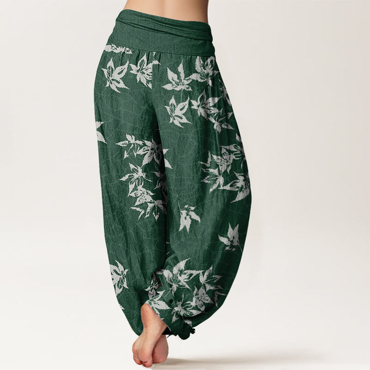 Pantalones harén con cintura elástica para mujer, informales, con estampado de hojas de arce y piedras de Buddha Stones - image 3