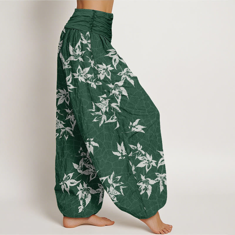 Pantalones harén con cintura elástica para mujer, informales, con estampado de hojas de arce y piedras de Buddha Stones - image 1