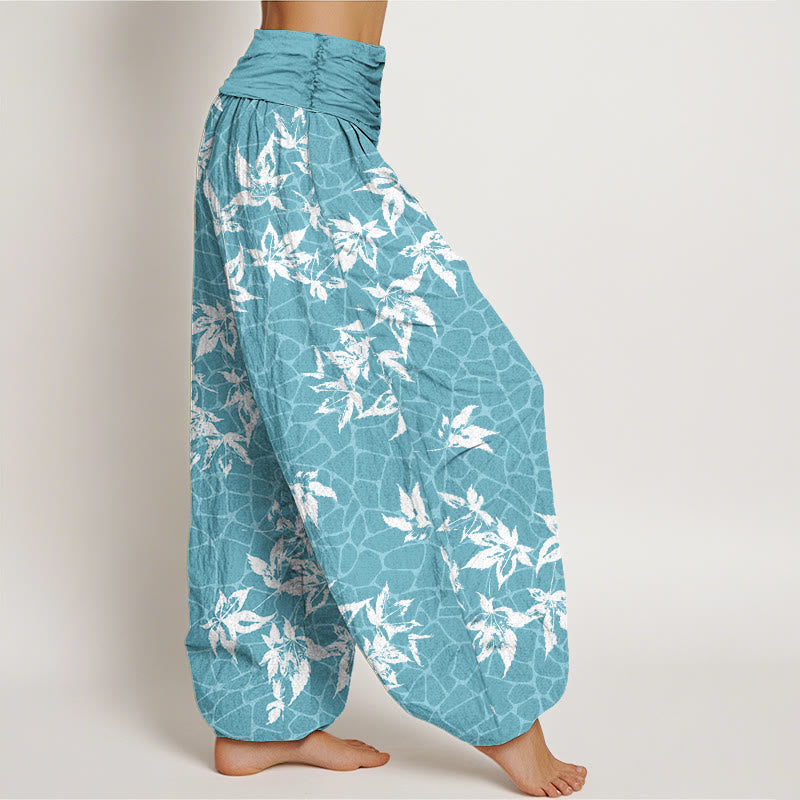 Pantalones harén con cintura elástica para mujer, informales, con estampado de hojas de arce y piedras de Buddha Stones - image 5