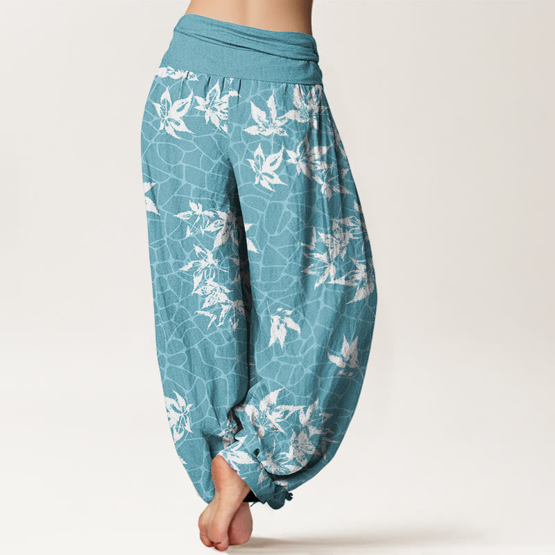 Pantalones harén con cintura elástica para mujer, informales, con estampado de hojas de arce y piedras de Buddha Stones - image 6