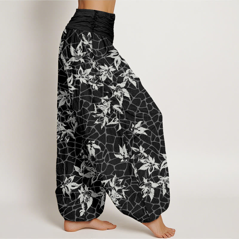 Pantalones harén con cintura elástica para mujer, informales, con estampado de hojas de arce y piedras de Buddha Stones - image 8