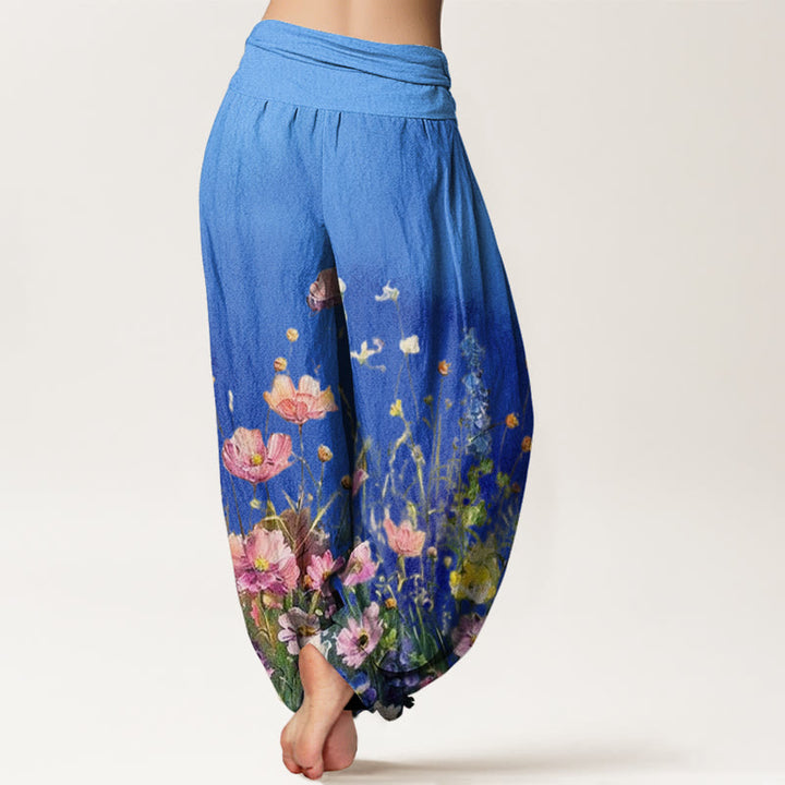 Pantalones harén con cintura elástica para mujer, estilo casual, con estampado floral de acuarela y Buddha Stones - image 10