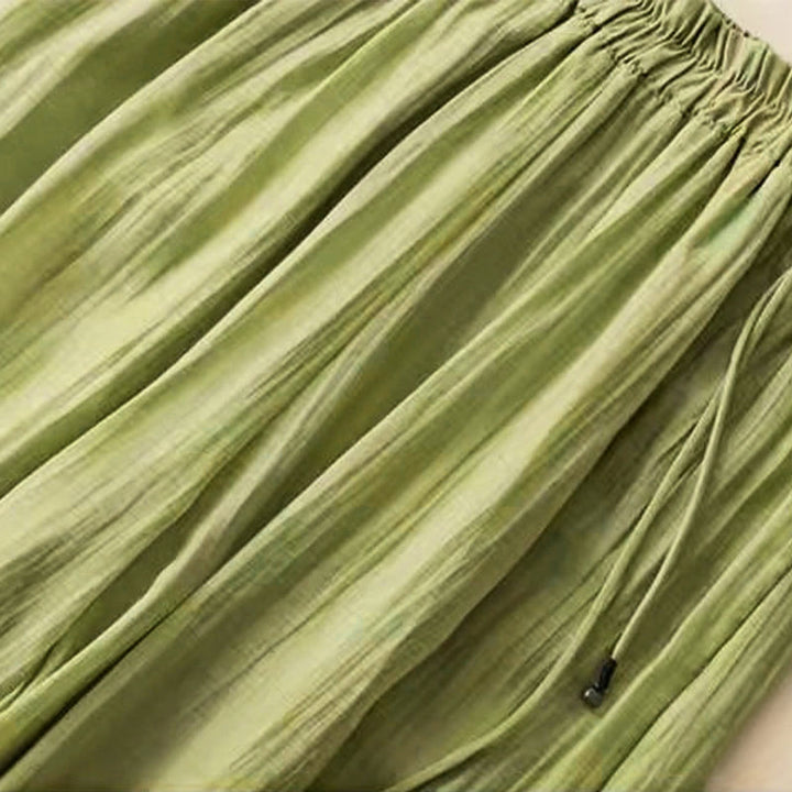 Pantalones anchos de lino y algodón con cordón para mujer, diseño retro informal con bordado de Buddha Stones y bolsillos - image 9