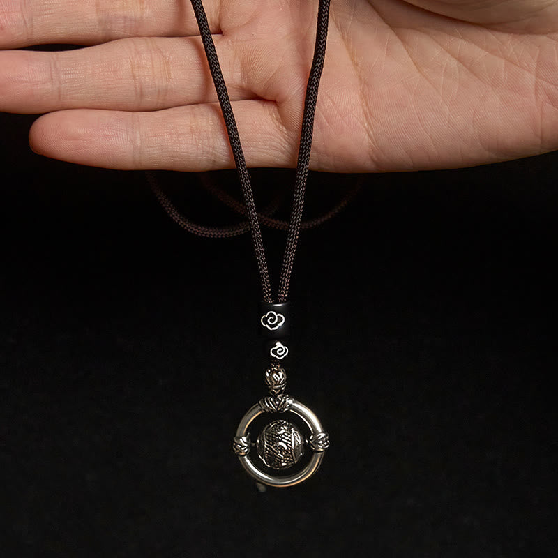 Collar con colgante giratorio de plata bañada en cobre con piedras de Buddha Stones Om Mani Padme Hum y riqueza - image 4