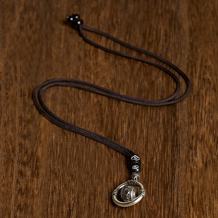 Collar con colgante giratorio de plata bañada en cobre con piedras de Buddha Stones Om Mani Padme Hum y riqueza - image 2