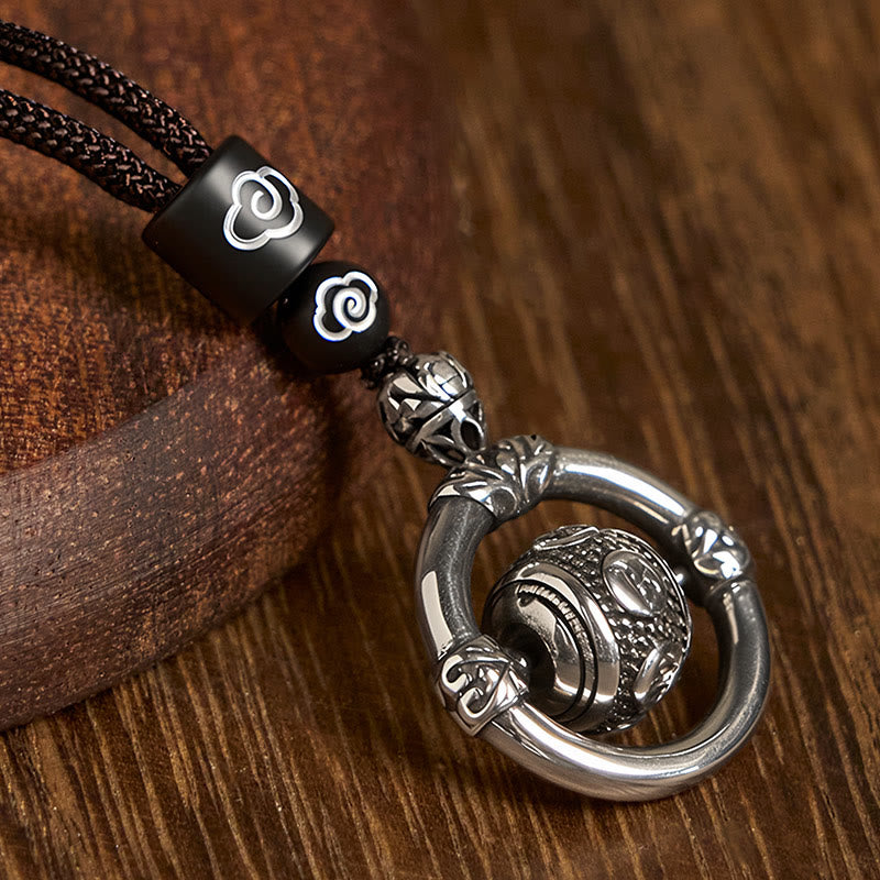 Collar con colgante giratorio de plata bañada en cobre con piedras de Buddha Stones Om Mani Padme Hum y riqueza - image 10