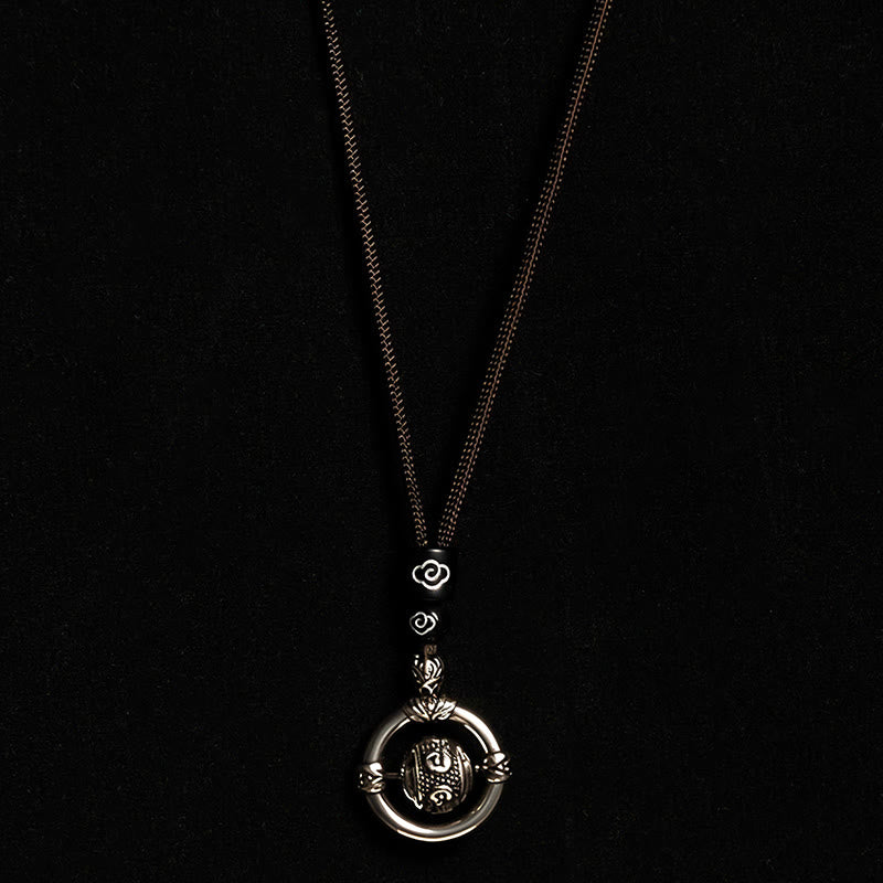 Collar con colgante giratorio de plata bañada en cobre con piedras de Buddha Stones Om Mani Padme Hum y riqueza - image 9