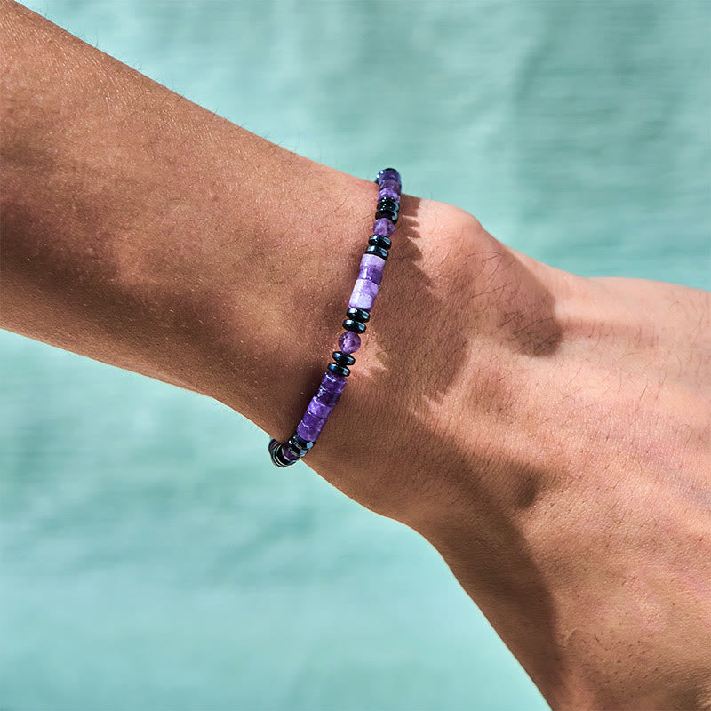 Pulsera de conciencia espiritual de amatista y hematita con Buddha Stones - image 4