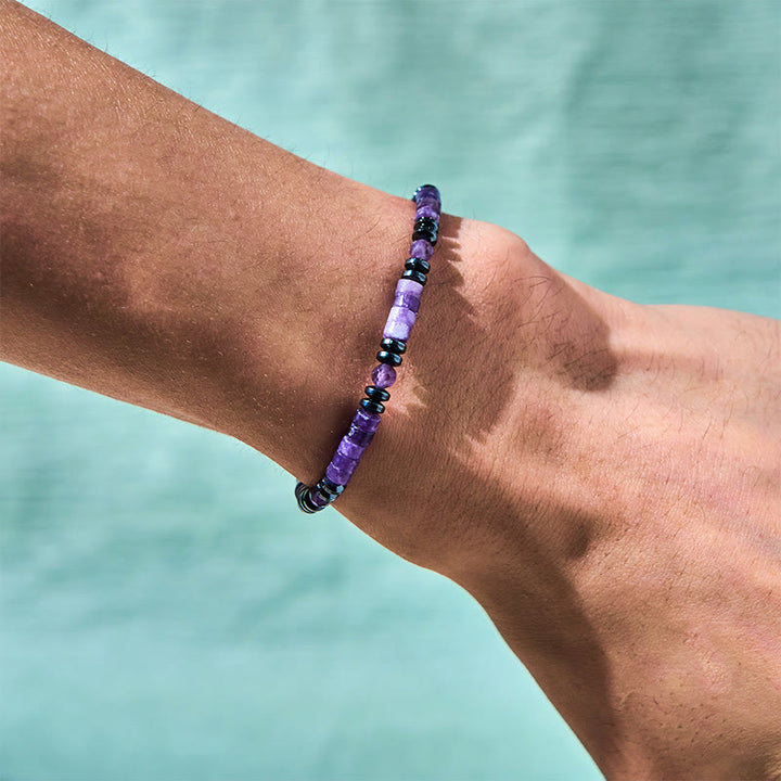 Pulsera de conciencia espiritual de amatista y hematita con Buddha Stones - image 4