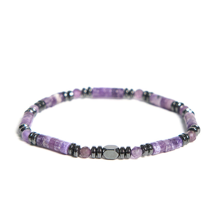 Pulsera de conciencia espiritual de amatista y hematita con Buddha Stones - Hematita amatista (circunferencia de la muñeca: 15-17 cm) - image 1