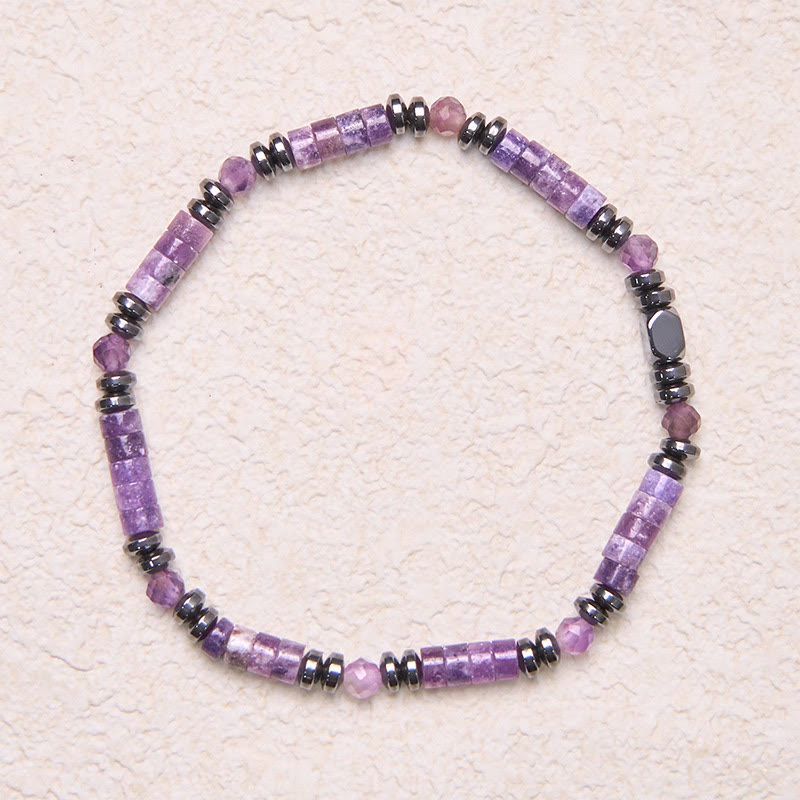 Pulsera de conciencia espiritual de amatista y hematita con Buddha Stones - image 2