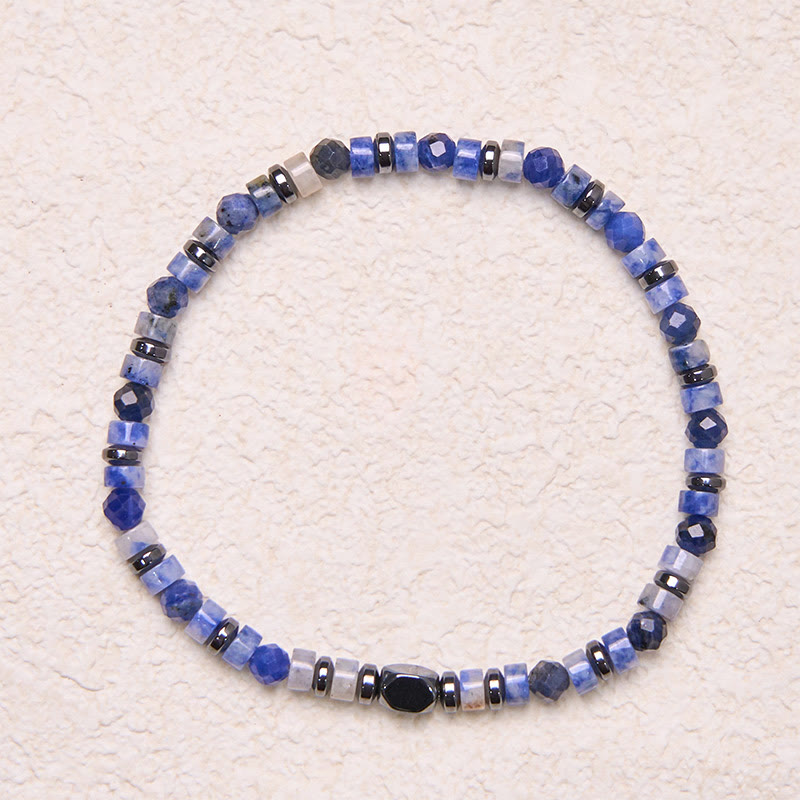 Pulsera de intuición con piedra de Buda, sodalita, hematita, aventurina azul - image 2