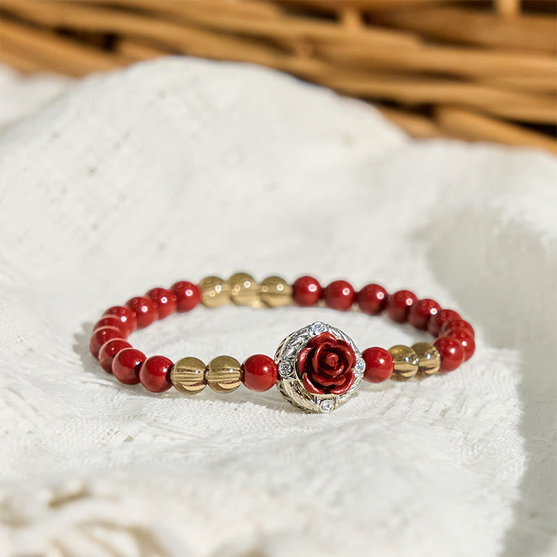 Pulsera de Buddha Stones, cinabrio, angora, concha roja, perla, pétalos de rosa y calma - image 3