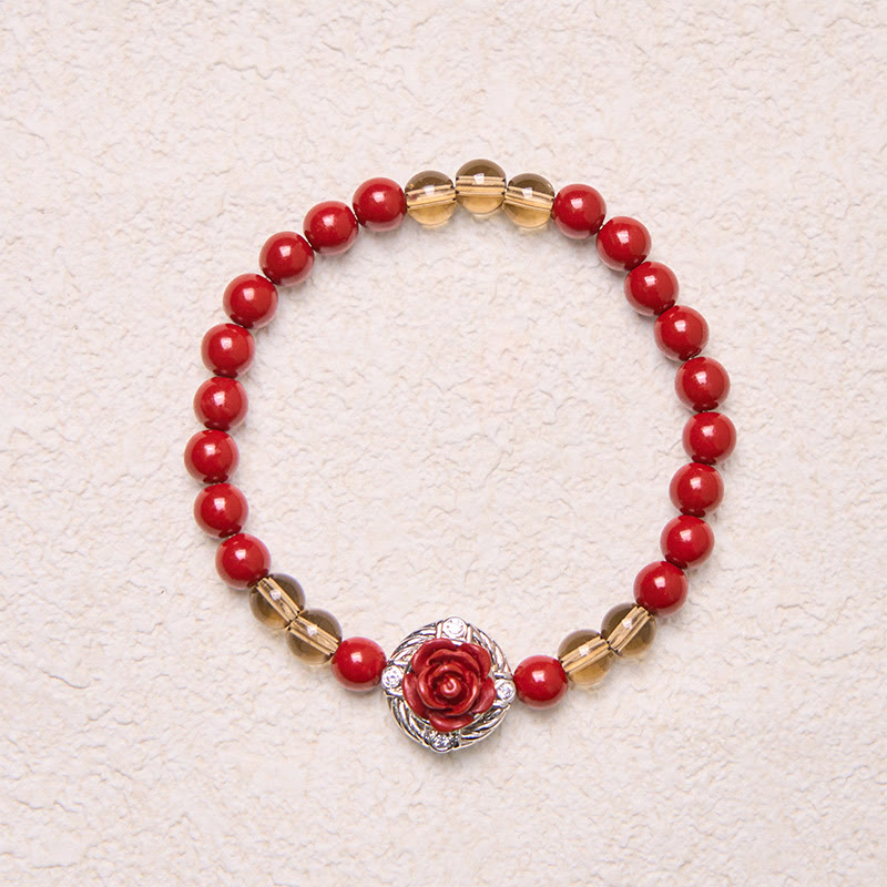 Pulsera de Buddha Stones, cinabrio, angora, concha roja, perla, pétalos de rosa y calma - image 4