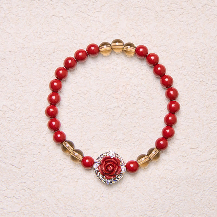 Pulsera de Buddha Stones, cinabrio, angora, concha roja, perla, pétalos de rosa y calma - image 4