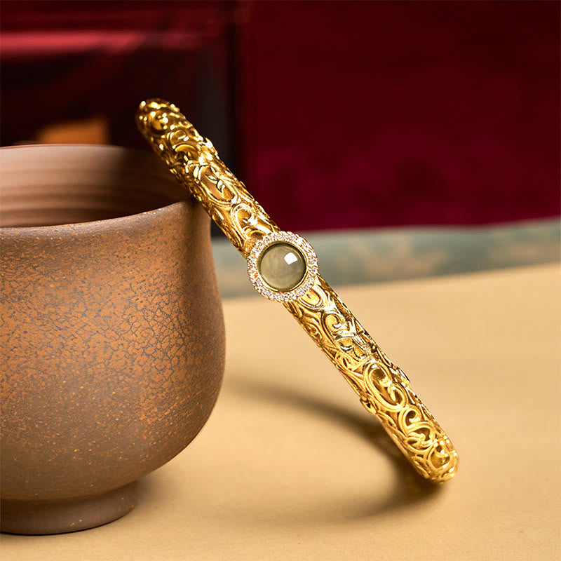 Pulsera de la suerte de cobre y jade con diseño de nubes de Buddha Stones, 60 mm (2,36 pulgadas) - image 2