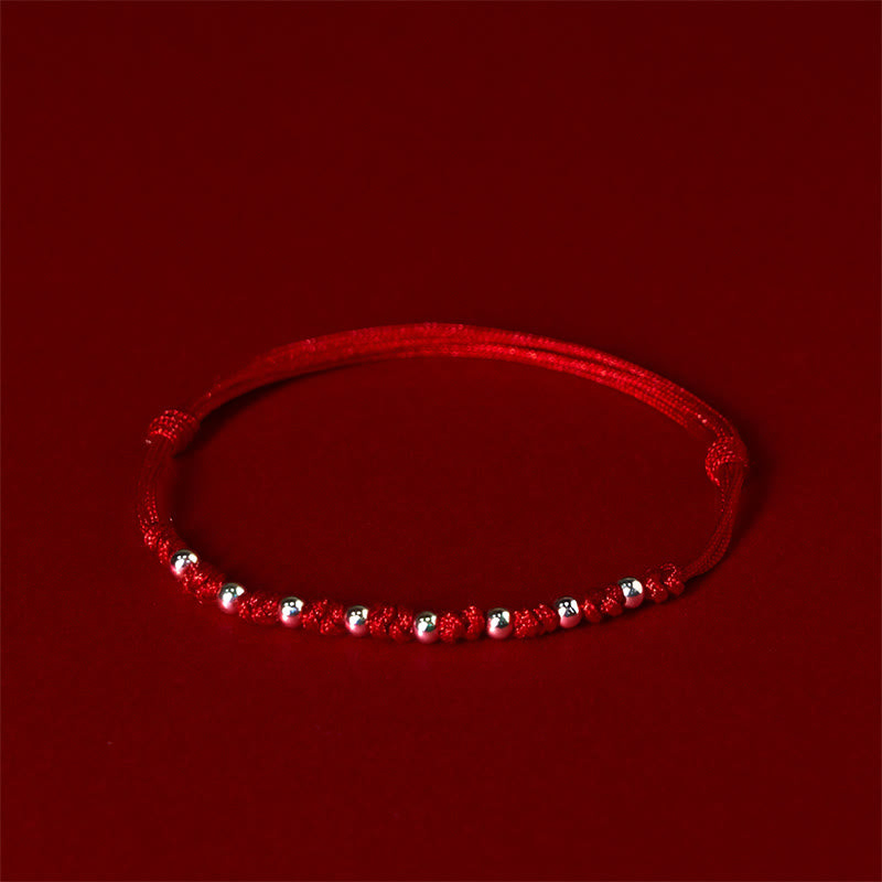 Pulsera de la suerte ajustable con cuentas de hilo rojo de plata de ley 925 y Buddha Stones - image 3