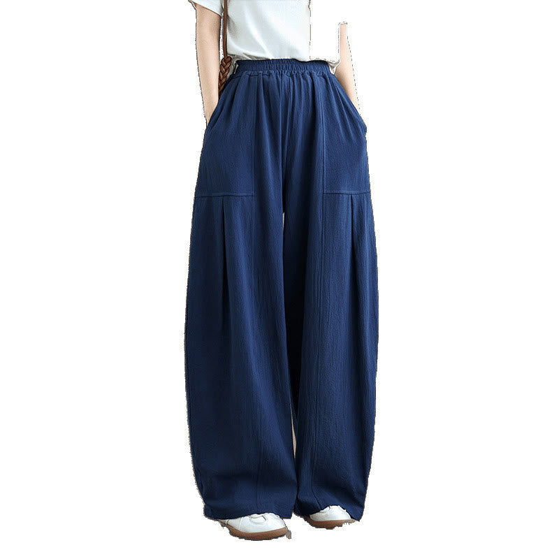 Pantalones de lino y algodón para mujer, hasta el tobillo, con diseño plisado y bolsillos, con estampado Buddha Stones - image 18