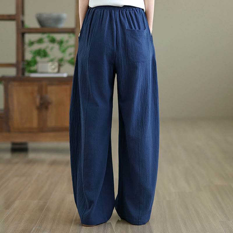 Pantalones de lino y algodón para mujer, hasta el tobillo, con diseño plisado y bolsillos, con estampado Buddha Stones - image 17