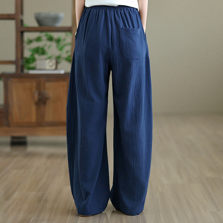 Pantalones de lino y algodón para mujer, hasta el tobillo, con diseño plisado y bolsillos, con estampado Buddha Stones - image 17