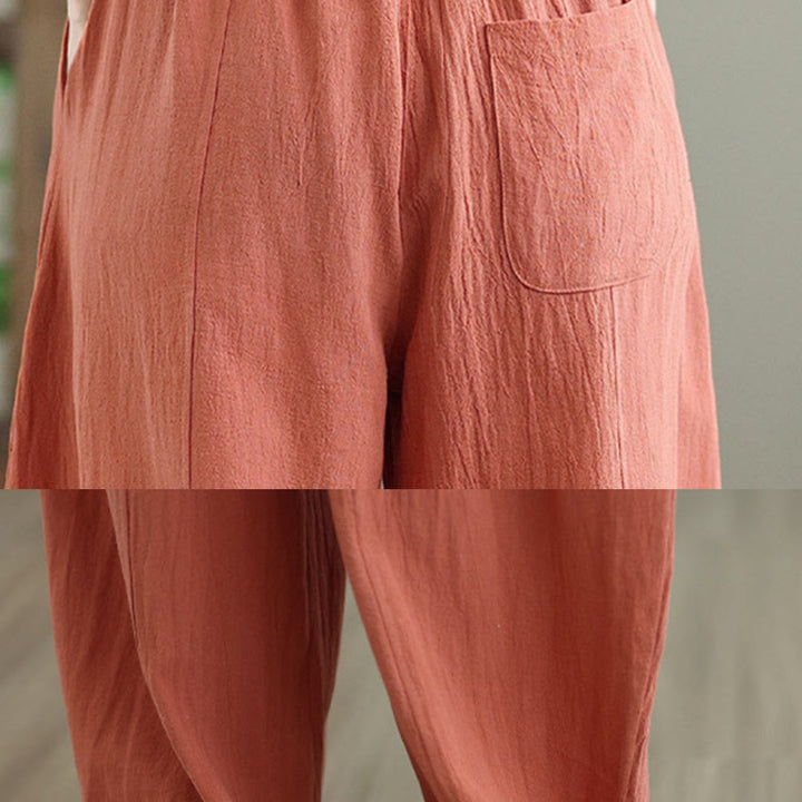 Pantalones de lino y algodón para mujer, hasta el tobillo, con diseño plisado y bolsillos, con estampado Buddha Stones - image 7