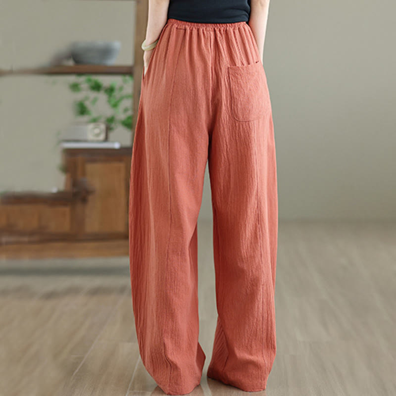 Pantalones de lino y algodón para mujer, hasta el tobillo, con diseño plisado y bolsillos, con estampado Buddha Stones - image 3