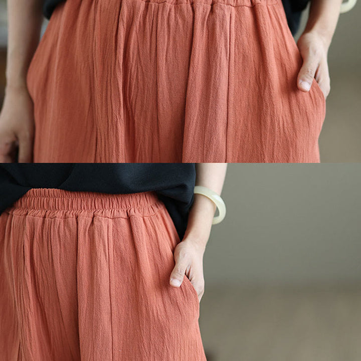 Pantalones de lino y algodón para mujer, hasta el tobillo, con diseño plisado y bolsillos, con estampado Buddha Stones - image 6