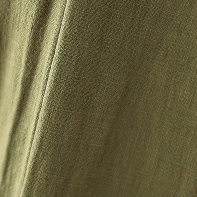 Pantalones de algodón y lino con cintura elástica y bolsillos para mujer con diseño de botones Buddha Stones Commute - image 10