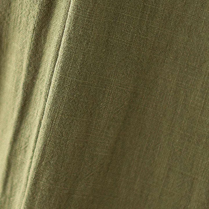 Pantalones de algodón y lino con cintura elástica y bolsillos para mujer con diseño de botones Buddha Stones Commute - image 10