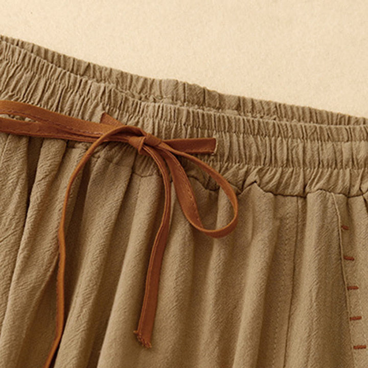 Pantalones casuales de algodón con aberturas laterales y pernera ancha para mujer, largos 7-8, con bolsillos , de Buddha Stones - image 1