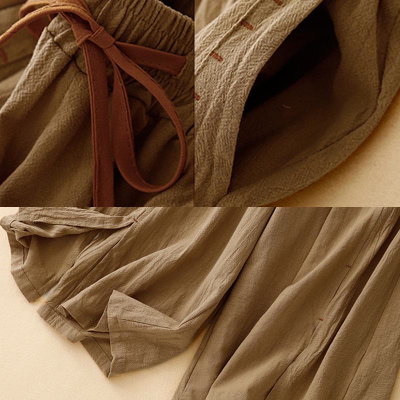 Pantalones casuales de algodón con aberturas laterales y pernera ancha para mujer, largos 7-8, con bolsillos , de Buddha Stones - image 3