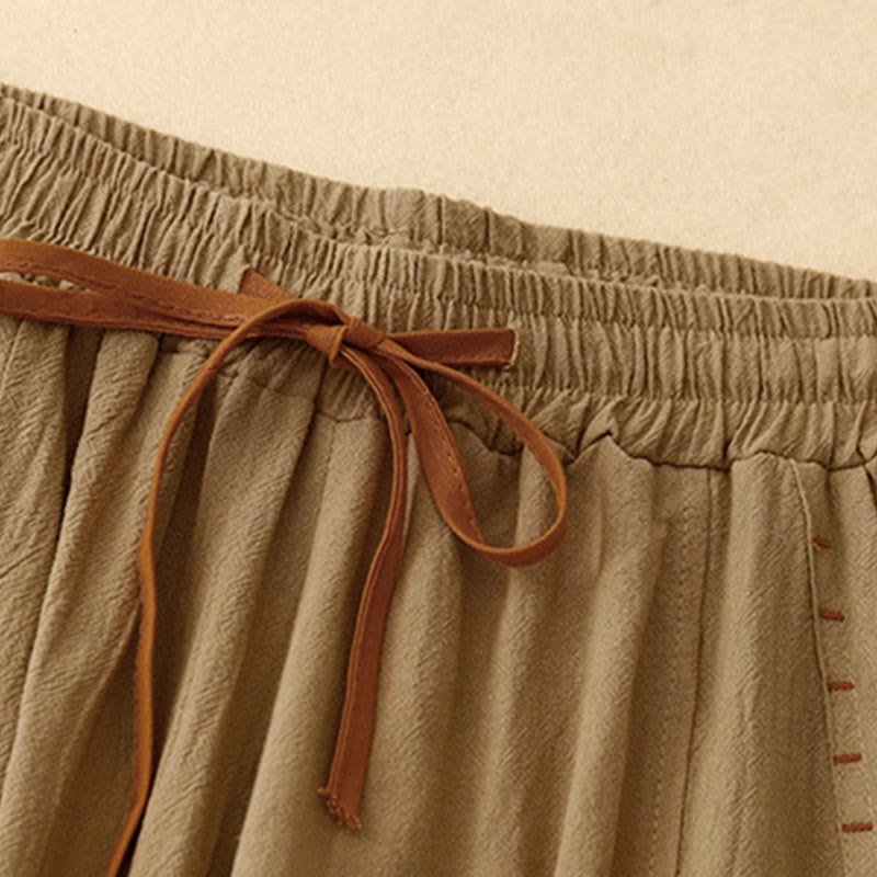 Pantalones casuales de algodón con aberturas laterales y pernera ancha para mujer, largos 7-8, con bolsillos , de Buddha Stones - image 2