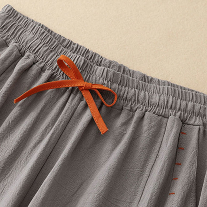 Pantalones casuales de algodón con aberturas laterales y pernera ancha para mujer, largos 7-8, con bolsillos , de Buddha Stones - image 12