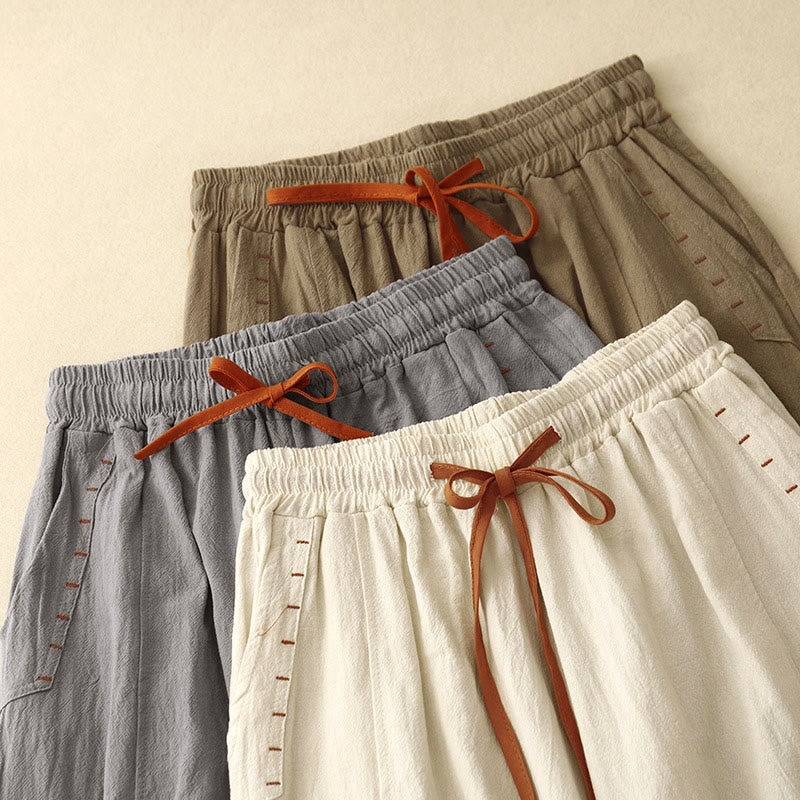 Pantalones casuales de algodón con aberturas laterales y pernera ancha para mujer, largos 7-8, con bolsillos , de Buddha Stones - image 16