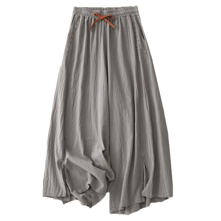 Pantalones casuales de algodón con aberturas laterales y pernera ancha para mujer, largos 7-8, con bolsillos , de Buddha Stones - image 15