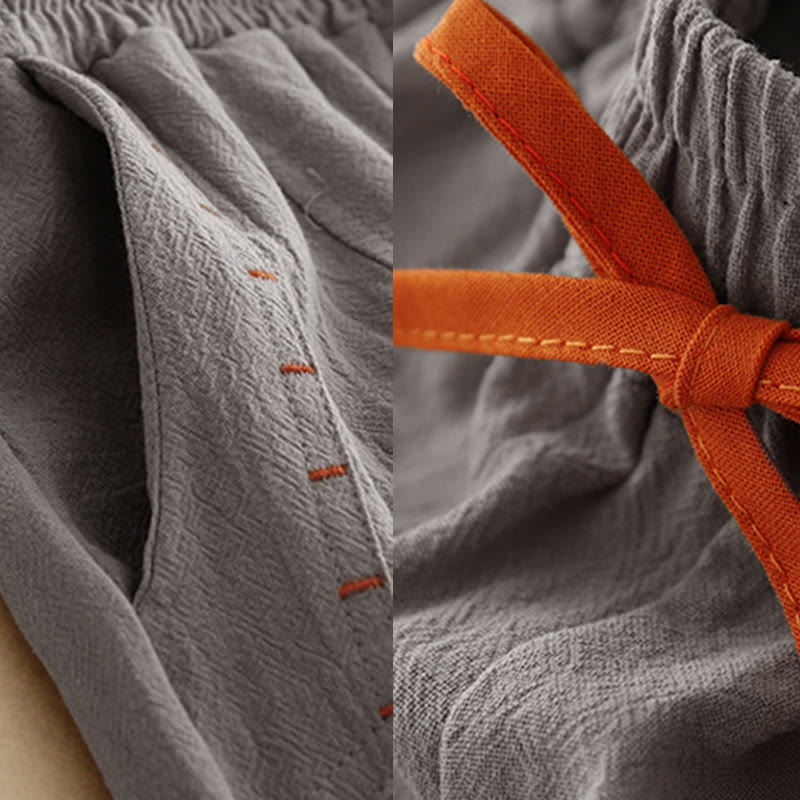 Pantalones casuales de algodón con aberturas laterales y pernera ancha para mujer, largos 7-8, con bolsillos , de Buddha Stones - image 14