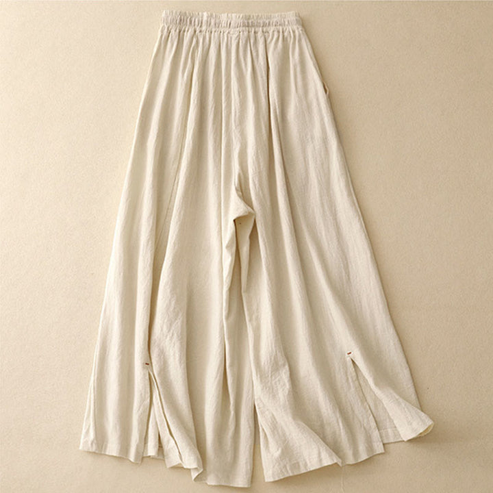 Pantalones casuales de algodón con aberturas laterales y pernera ancha para mujer, largos 7-8, con bolsillos , de Buddha Stones - image 4