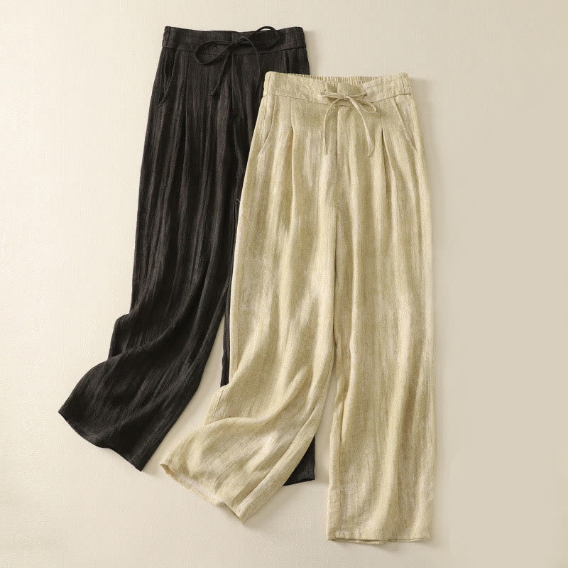 Pantalones de algodón de pierna ancha para mujer con diseño de Buddha Stones , lisos, con cordón y cremallera, con bolsillos, para verano - image 17