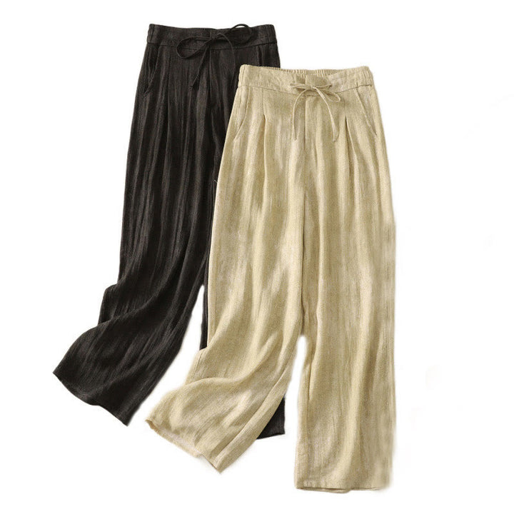 Pantalones de algodón de pierna ancha para mujer con diseño de Buddha Stones , lisos, con cordón y cremallera, con bolsillos, para verano - image 18