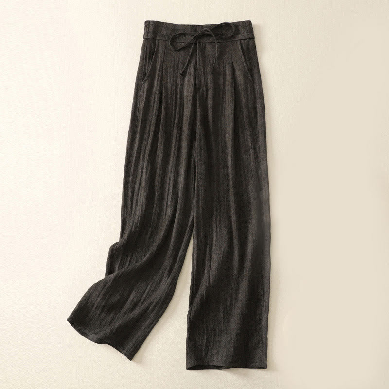 Pantalones de algodón de pierna ancha para mujer con diseño de Buddha Stones , lisos, con cordón y cremallera, con bolsillos, para verano - Negro - US12, UK/AU16, EU44 (2XL) - image 12