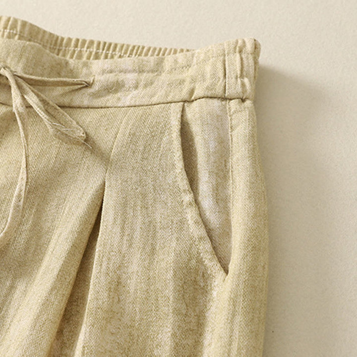 Pantalones de algodón de pierna ancha para mujer con diseño de Buddha Stones , lisos, con cordón y cremallera, con bolsillos, para verano - image 7