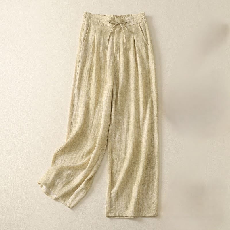 Pantalones de algodón de pierna ancha para mujer con diseño de Buddha Stones , lisos, con cordón y cremallera, con bolsillos, para verano - LimónChiffon - US12, UK/AU16, EU44 (2XL) - image 1