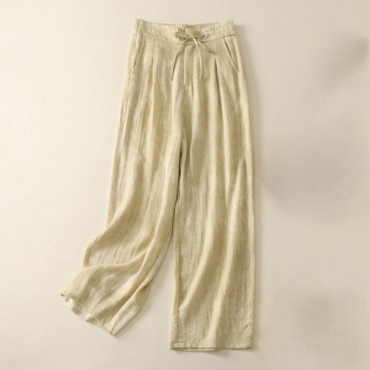 Pantalones de algodón de pierna ancha para mujer con diseño de Buddha Stones , lisos, con cordón y cremallera, con bolsillos, para verano - LimónChiffon - US12, UK/AU16, EU44 (2XL) - image 1