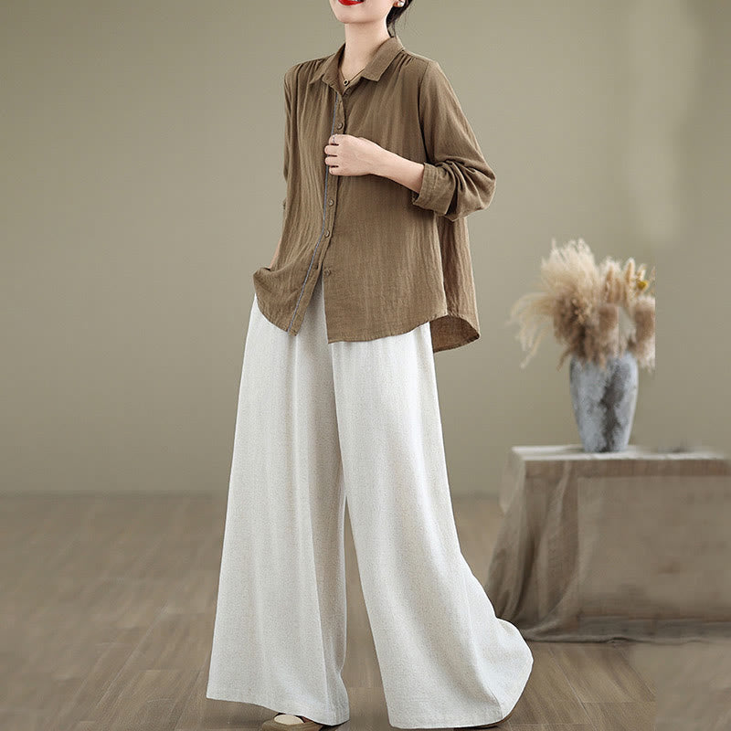 Pantalones de lino y algodón con pernera ancha y bolsillos para mujer, diseño sencillo con cordones y estampado Buddha Stones Commute - image 22