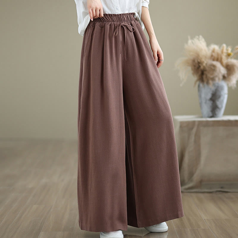 Pantalones de lino y algodón con pernera ancha y bolsillos para mujer, diseño sencillo con cordones y estampado Buddha Stones Commute - image 13