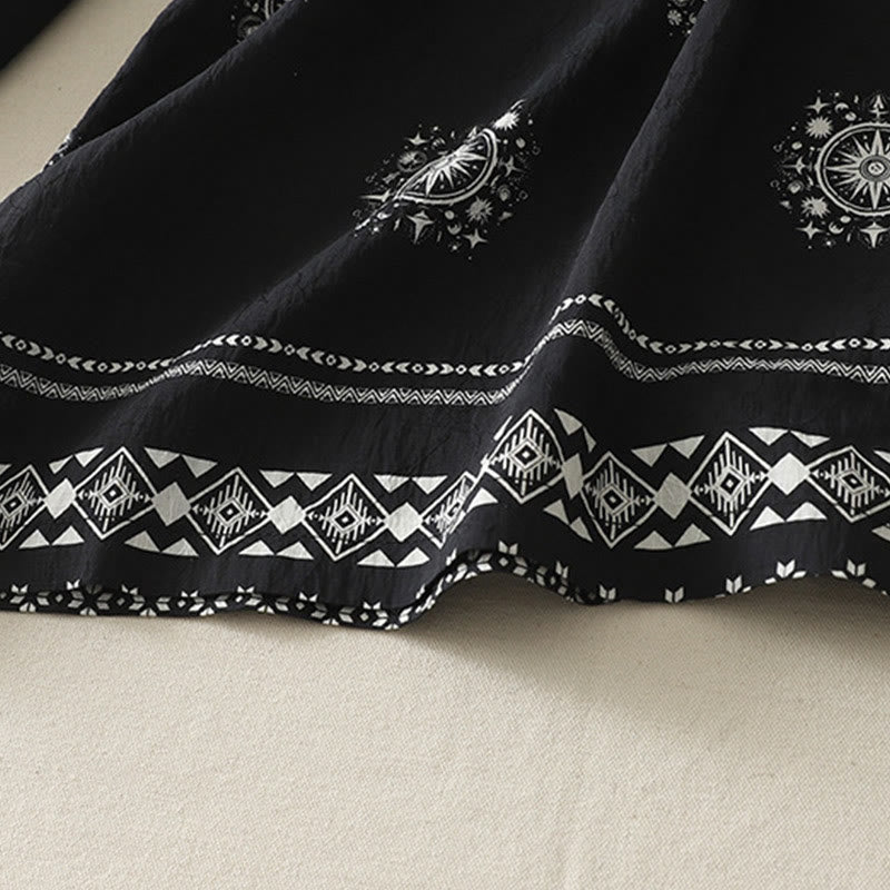 Pantalones anchos de algodón para mujer con estampado bohemio de Buddha Stones y patrón celestial con bolsillos - image 4