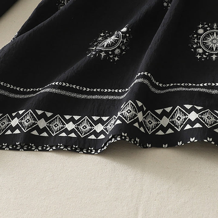 Pantalones anchos de algodón para mujer con estampado bohemio de Buddha Stones y patrón celestial con bolsillos - image 4