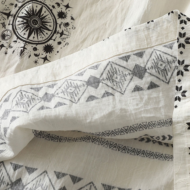 Pantalones anchos de algodón para mujer con estampado bohemio de Buddha Stones y patrón celestial con bolsillos - image 10